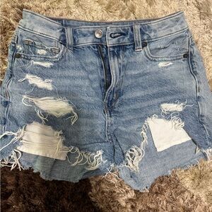 American Eagle Outfitters Light Blue Distressed Jean Shorts